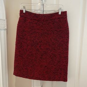 Garnet Hill Red and Black Boucle Pencil Skirt